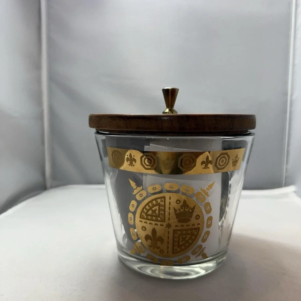 VTG MCM Vito Bari Barware Set 8 Highball Glasses, Ice Bucket & Caddy 22KT Gold